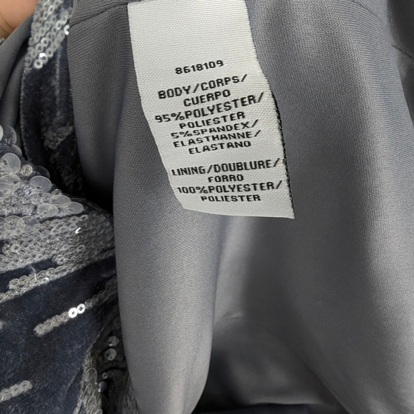 JS Collections Velvet Faux Wrap Dress Sequin Gray Cocktail Holiday Sparkly - Picture 8 of 8